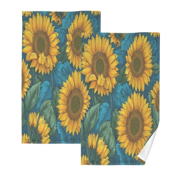 2 Pack 100% Cotton Towels Soft Absorbent Towel Set for Bathroom Beach Sports 16x28in Seamless Pattern Of Sunflowers