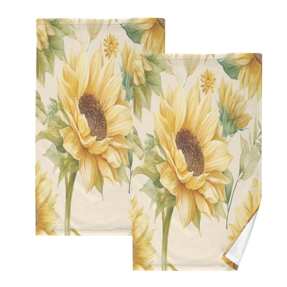 2 Pack 100% Cotton Towels Soft Absorbent Towel Set for Bathroom Beach Sports 16x28in Vintage Fashion Sunflowers