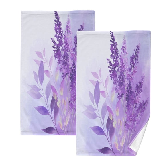 2 Pack 100% Cotton Towels Soft Absorbent Towel Set for Bathroom Beach Sports 16x28in Watercolor Lavender Clip Art