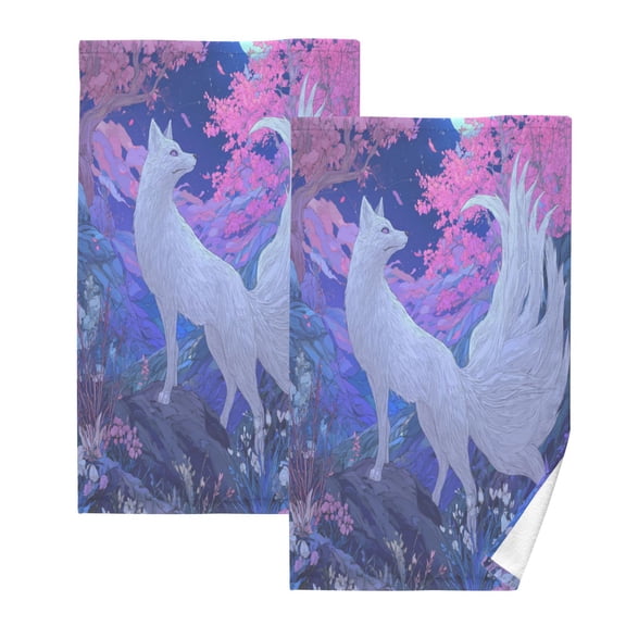 2 Pack 100% Cotton Towels Soft Absorbent Towel Set for Bathroom Beach Sports 16x28in White Spirit Fox