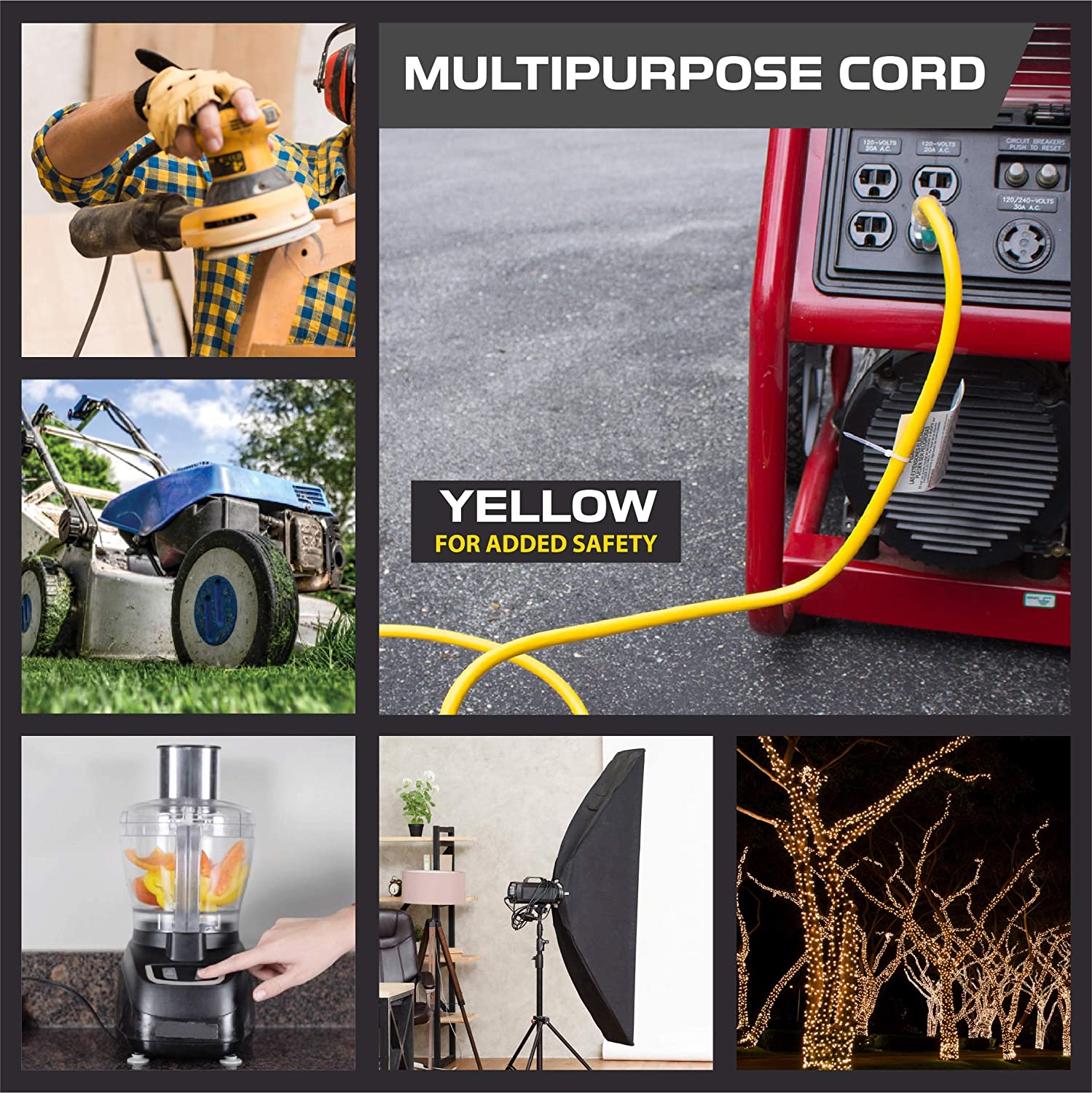 2 Pack of 100 Foot Lighted Outdoor Extension Cord 12/3 SJTW Heavy