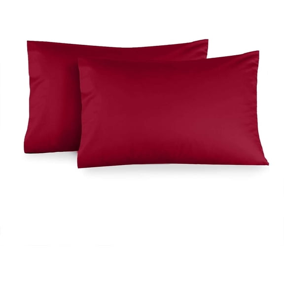Amay 2 Pack Organic Cotton 800 TC Pillowcases with Envelope Closure King Size 20x40 Burgundy Solid