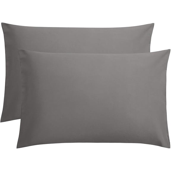 Amay 2 Pack 100% Organic Cotton 800 TC Pillowcases with Envelope Closure Standard Size 20x30 Gray Solid