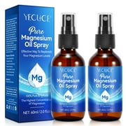 2 Pack 100% Pure & Natural Magnesium Oil Spray,Improves Quality of Sleep & Relaxes Muscles Tension，2.0 fl.oz