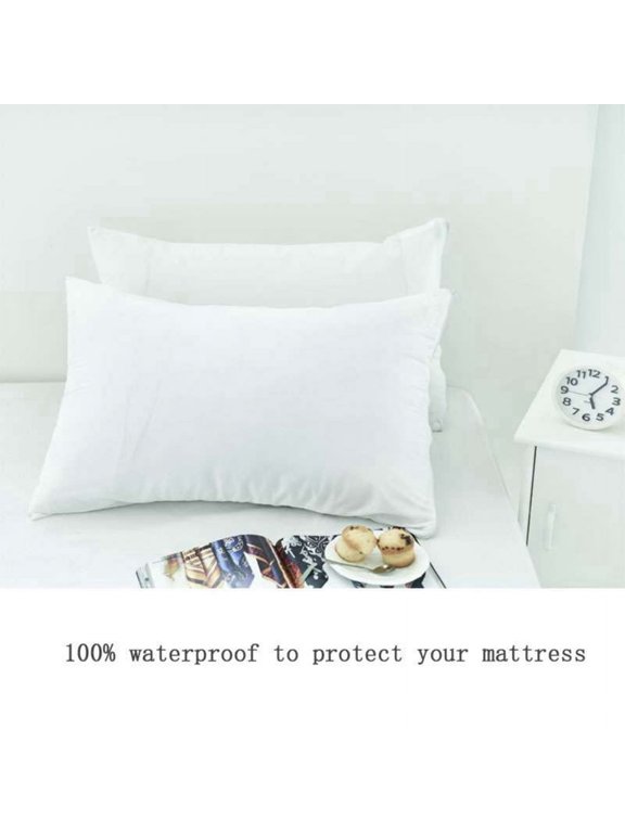 2 Pack 100% Waterproof Pillow Case, White Super-Soft Pillowcase Zippered Bed Bug Allergy Protector Pillow Cover, 20"*26"
