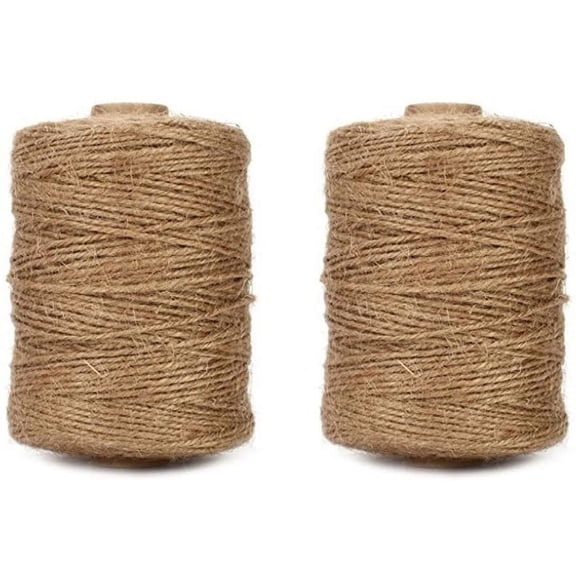 2 Pack 1000 Feet Natural Jute Twine 2mm String Arts Crafts Gardening Gift Wrapping Packaging Festive Decorations