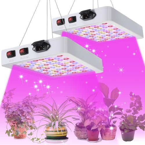 2 Pack 1000W LED Grow Light Full Spectrum Grow Lamps Dual Switch Greenhouse 96 LEDs Light with Veg and Bloom Buttons for Indoor Hydroponic Plant Flower Vegetable Seeding Growing and Flowering
