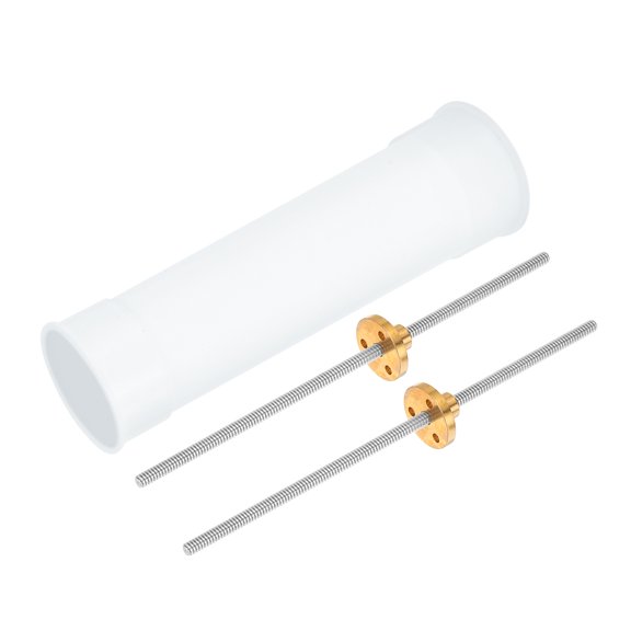 Uxcell 2 Pcs 3.94 inch Tr4X1 Lead Screw with Brass Nuts and Plastic Tube Silver
