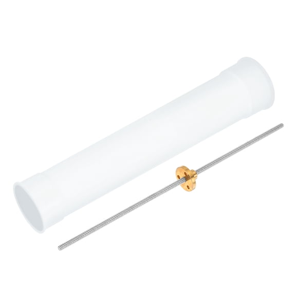 Uxcell 7.87 inch Tr4X1 Lead Screw with Brass Nut and Plastic Tube Silver