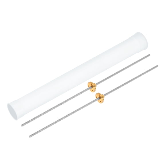 Uxcell 2 Pcs 9.84 inch Tr4X1 Lead Screw with Brass Nuts and Plastic Tube Silver