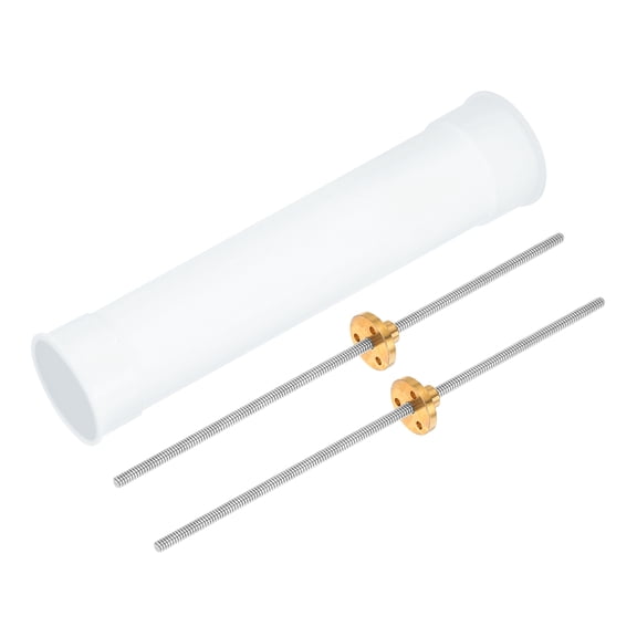 Uxcell 2 Pcs 5.91 inch Tr4X1 Lead Screw with Brass Nuts and Plastic Tube Silver