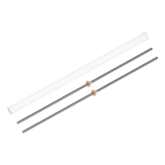 Uxcell 2 Pcs 21.65 inch Tr8X1 Lead Screw with Brass Nuts and Plastic Tube Silver