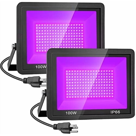2 Pack 100W LED Black Light, Blacklight Flood Light with Plug, IP66 Waterproof Black Lights for Glow Party, Halloween, Stage Lighting, Aquarium, Body Paint, Fluorescent Poster$$Tools & Hardware Other
