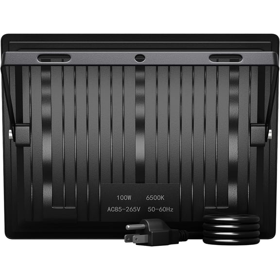 2 Pack 100W LED Flood Lights Outdoor, 12500LM Plug-in Hardwire Work Light IP66 Waterproof - 6500K Daylight Bright for Yard, Garage, Stadium