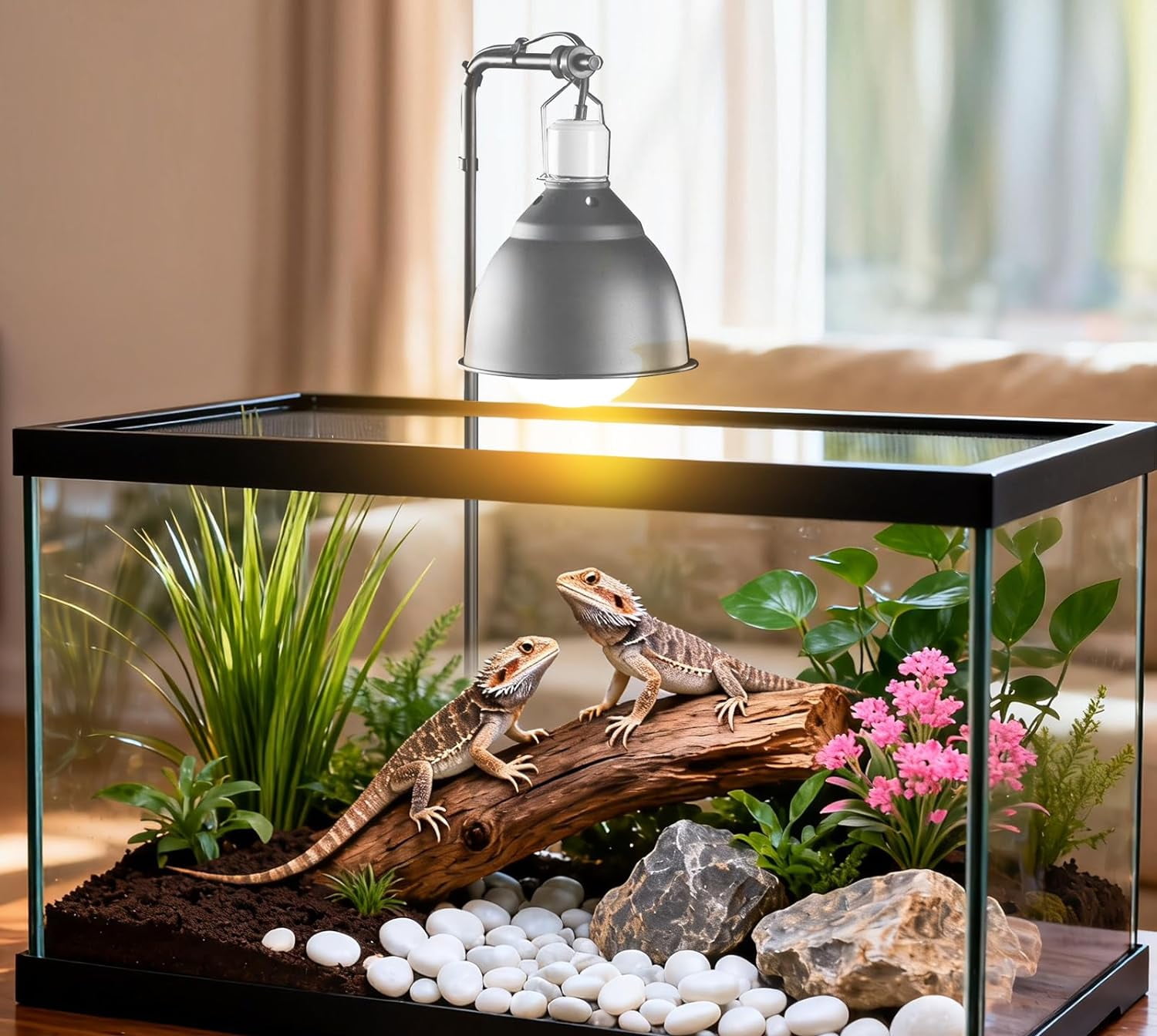2 Pack 100W Reptile Heat Lamp Bulbs, Full Spectrum UVA/UVB Light and Basking Spot Light for Reptiles