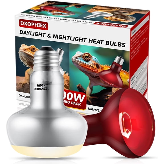2 Pack 100W Reptile Heat Lamp Bulbs Reptile Heat Bulbs, UVA Basking Bulb and Infrared Light Bulb Combo, Basking Light for Bearded Dragon, Turtles, Snake and Lizard