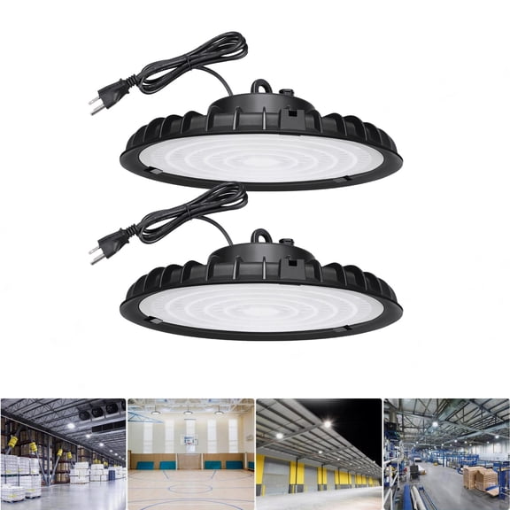 2 Pack 100W UFO Led High Bay Light Commercial Warehouse Industrial Shop Light