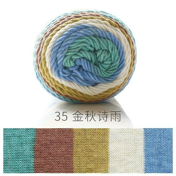 2 Pack 100g Rainbow Cotton Yarn Segment Dyeing 5 Strands of Milk Cotton Line DIY Knitting Crochet Sweater Scarf Blanket Cake Yarn