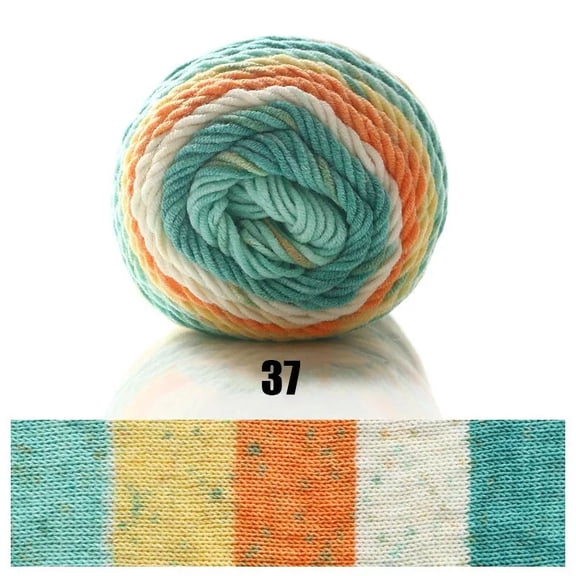 2 Pack 100g Rainbow Cotton Yarn Segment Dyeing 5 Strands of Milk Cotton Line DIY Knitting Crochet Sweater Scarf Blanket Cake Yarn