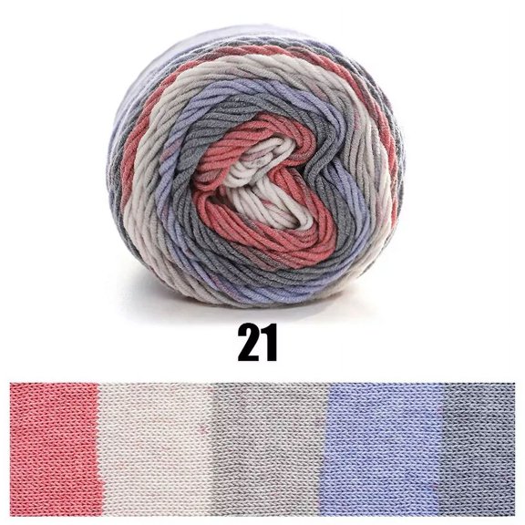 2 Pack 100g Rainbow Cotton Yarn Segment Dyeing 5 Strands of Milk Cotton Line DIY Knitting Crochet Sweater Scarf Blanket Cake Yarn