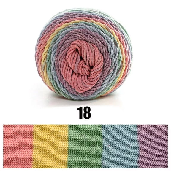 2 Pack 100g Rainbow Cotton Yarn Segment Dyeing 5 Strands of Milk Cotton Line DIY Knitting Crochet Sweater Scarf Blanket Cake Yarn