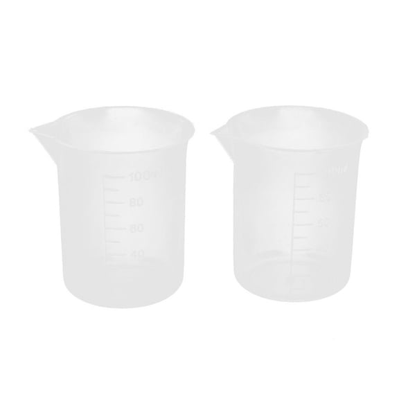 2-Pack 100mL (3.4oz) Clear Graduated Beakers, Transparent Measuring Cups with Scale for Lab, Kitchen, Baking, Resin and DIY Crafts