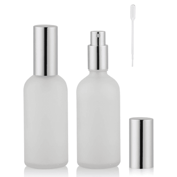 2 Pack 100ml Glass Perfume Spray Bottles, Portable Travel Perfume Atomizer, Empty Refillable Fragrance Vials for Men & Women