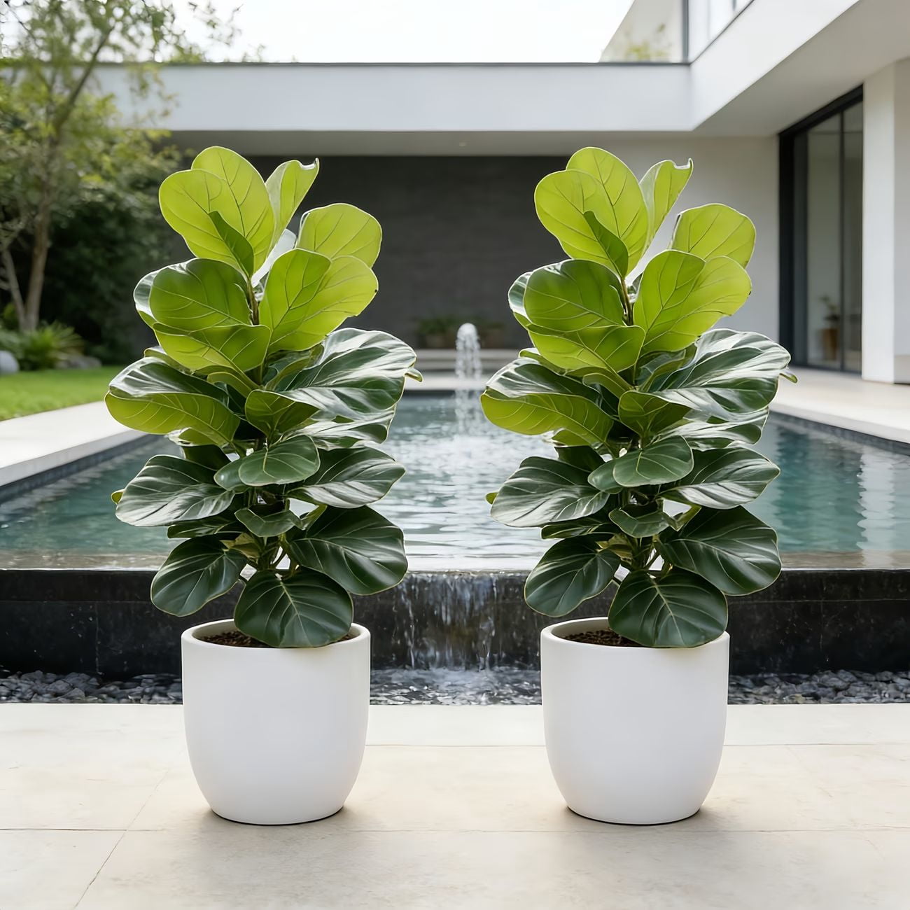 2 Pack 103cm Artificial Fiddle Leaf Fig Tree, Tall Fake Ficus Plant with Realistic Leaves, UV Resistant Tall Faux Floor Plant for Indoor Home Living Room Bedroom Decor, No Pot Needed