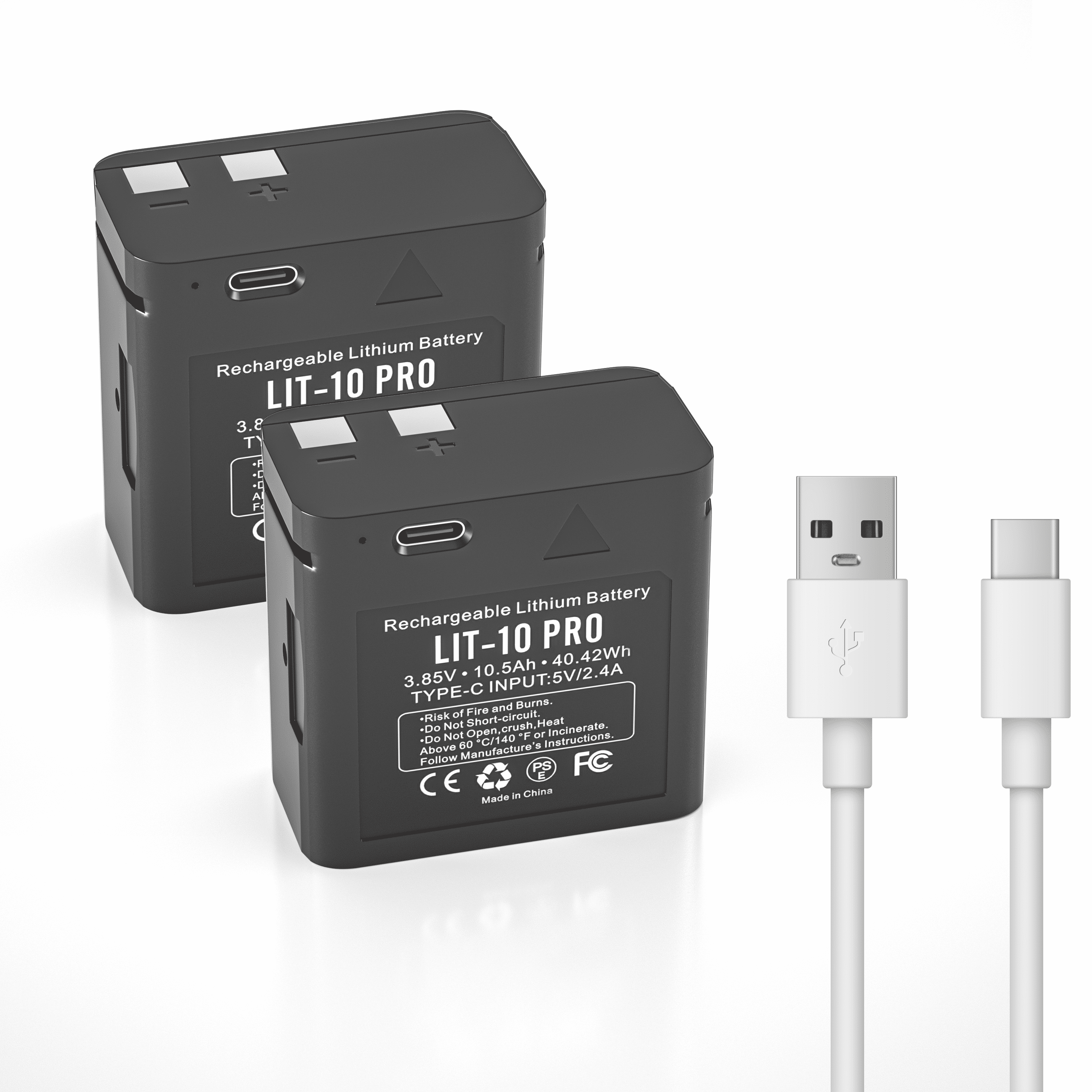 2 Pack 10500mAh Rechargeable Lithium Battery for Cellular Trail Camera, Compatible with SPY-POINT LM2,Link-Micro/Cell-Link Series, Including Charging Cable