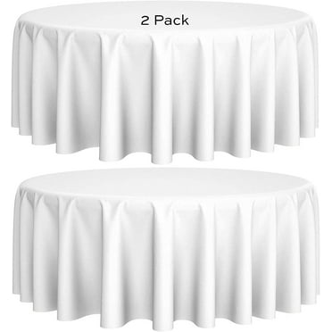 [2 Pack] 108" Round Premium Tablecloths for Wedding | Banquet | Restaurant | Washable Fabric Table Cloth | White