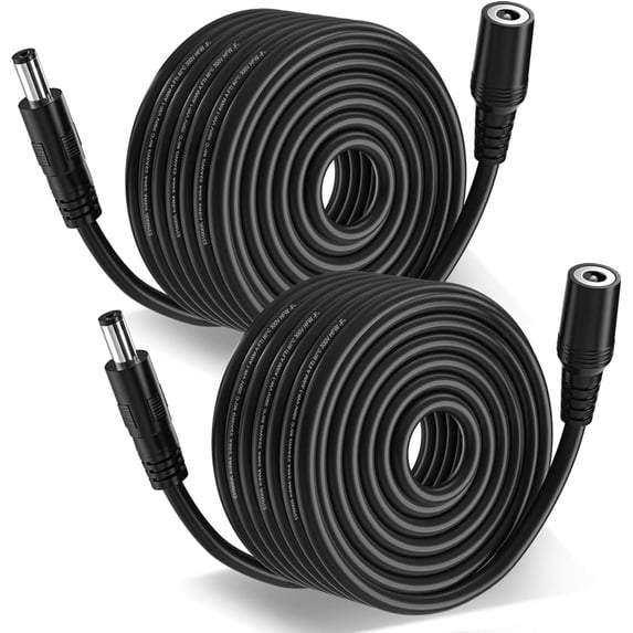 2-Pack 10FT DC Power Extension Cable,5.5mm x 2.1mm Extension Cord,12v Extension Cord for Security Camera CCTV IP,Router,LED Strip,5V 9V 24V 12 Volt Male to Female Plug Supply Adapter Power Cord