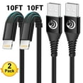 thumbnail image 1 of [ 2 Pack 10FT ] Charger Cable, XUDUO i Phone Cable MFI Certified Nylon Braided Fast Charging Cable for i Phone 14/13/12/11 Pro/Max/XS/MAX/XR/XS/X/8/7/Plus,Black, 1 of 9