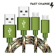 2 Pack 10ft Agoz Extra Long Camo Durable Heavy Duty FAST Charging Cable Micro USB Charger Cord for Sony PlayStation 4 Slim PS4 Dualshock Controller