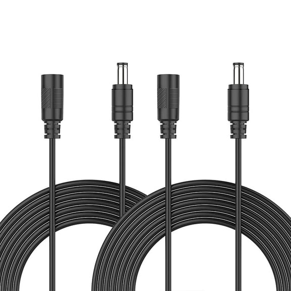 2-Pack 10ft DC Extension Cord 5.5mm x 2.1mm, Universal DC 12V Power Extension Cable for Security Cera, LED Strip, CCTV IP Surveillance, 5V 9V 24V 12 Volt Male to Female Plug Supply Adapter