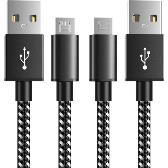 2 Pack 10ft PS4 Controller Charging Cable,Micro USB Braided Cord Compatible with PS 4 DualShock 4, PS4 Slim/Pro, Xbox One S/X, Android Phones, Kindle, Black & Blue