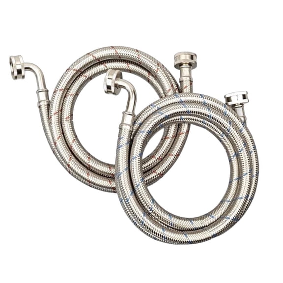 Krydros 10FT Stainless Steel Washing Machine Hoses, 90-Degree Elbow, 2-Pack