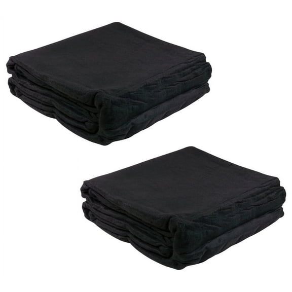 (2 Pack) 11.5'x20' Black Pre Tarp Blanket w/ Grommets to Protect Cargo Load & Flatbed Tarps - Heavy Duty Textile Moving Blankets for Packing & Shipping Furniture - Non-Abrasive Surface
