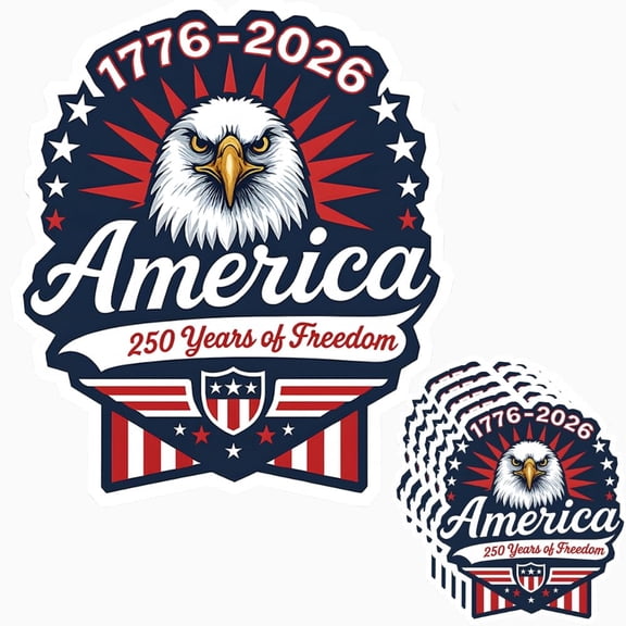 2 Pack 11 Inch 250 Years of Freedom Car Stickers Patriotic Eagle American Flag Vinyl Decals, USA Independence Day 1776–2026 Auto Window Bumper Decor