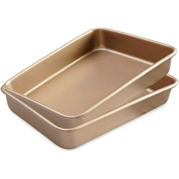 2 Pack 11 Inch Baking Sheet Pans, Deep Size Pan Nonstick Cookie Brownie Cake Bread Toaster Oven Tray Bakeware, 11x9x2 Inches, Easy Clean & Food Safe (11 x 9 2")