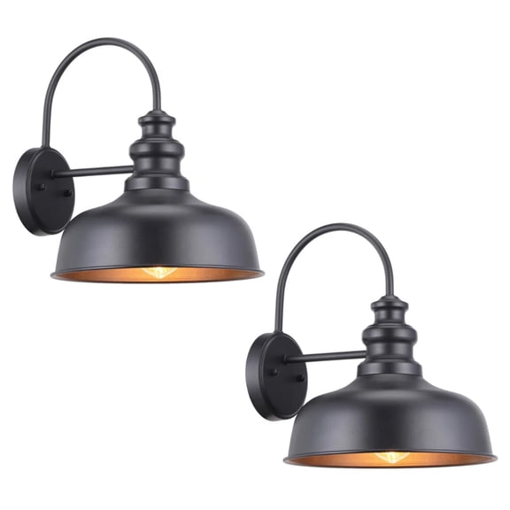 2 Pack 11 Inch Gooseneck Barn Light, Farmhouse Wall Sconce, E26 Base, Waterproof
