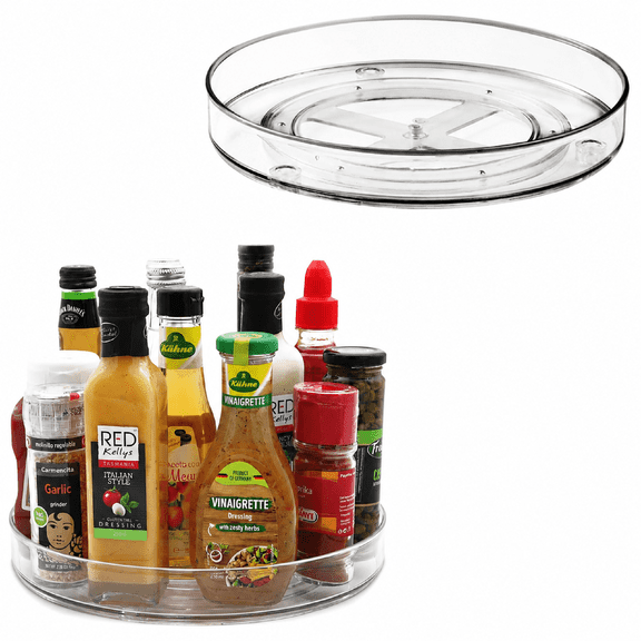 BPA free Non Skid Rotating Lazy Susan Organizer 11 inch 2 pack for Cabinet Fridge Kitchen Pantry