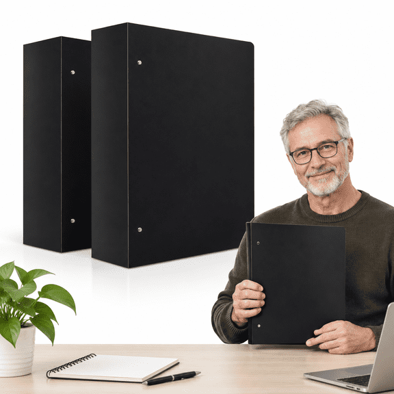 2 Pack 11 x 17 3 Ring Binders, 2 Inch D Poly Panel, Holds 450 Sheets Each