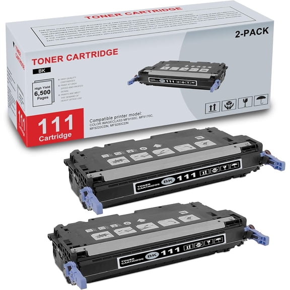 2-Pack 111 1660B001 Black Toner Cartridge High Yield Compatible CRG111 111 Replacement for Canon CRG111 111 for Color imageCLASS MF9150c MF9170c MF9220Cdn MF9280Cdn Printer