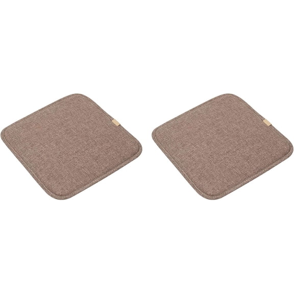 2 Pack 11x11 Inch Square Stool Cushions with Ties, Non-Slip Linen Seat Pads