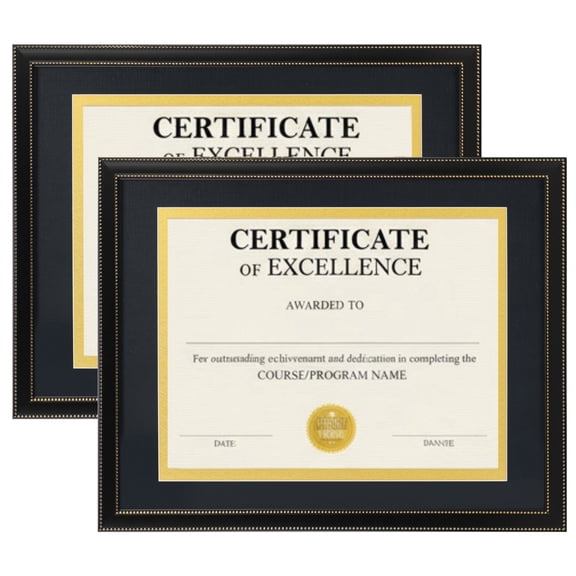 2 Pack 11x14 Frame with Mat for 8.5x11 Photo Prints, Black