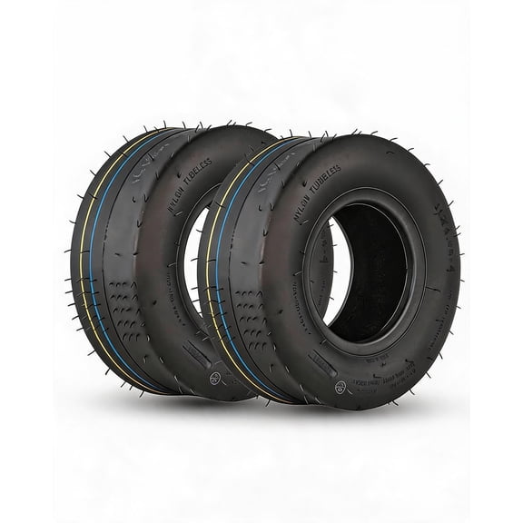2 Pack 11x4.00-5 NHS Tubeless Lawn Mower Tires, 4PR Heavy Duty Turf Saver Tires for Riding Lawn Mowers & Garden Tractors