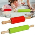 thumbnail image 1 of Rolling Pin 2 Pack 12/9In Non Stick Silicone Rolling Pins For Bake Dough Roller For Pizza Cookie With Wooden Handle Nonstick 2 Sizes(Green/Red),Red Kitchen Rolling Pin, 1 of 9