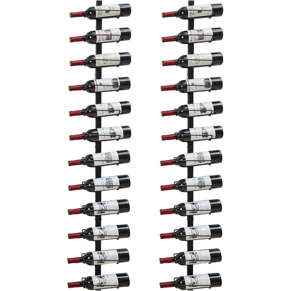 2 Pack 12 Bottle Wall Wine Rack for 24 Wine Bottles, DIY Detachable Wall Mount Wine Rack, Wine Storage Organizer Display Holder Used As One or Four, for Dining Room, Wine Cellar, wine lover gift