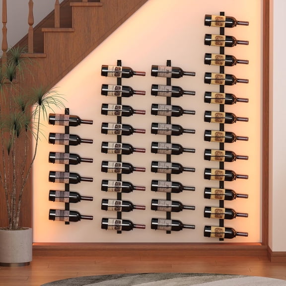 2 Pack 12 Bottle Wall Wine Rack for 24 Wine Bottles, DIY Detachable Wall Mount Wine Rack, Wine Storage Organizer Display Holder Used As One or Four