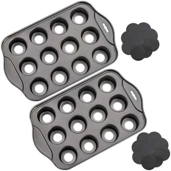 2 Pack 12 Cavity Mini Cheesecake Pans With Removable Bottoms